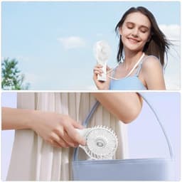 Oplaadbare Mini USB Ventilator - Stil, Draagbaar en Instelbaar in 4 Snelheden met Spiegel - Krachtige Mini Ventilator voor Thuis, Kantoor, Reizen en Buiten — thumbnail 5