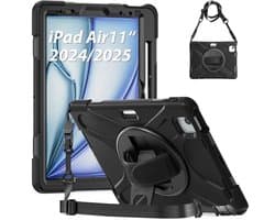 Schokbestendige Hoes voor iPad Air 11 Inch 2024 - 360° Draaibare Stand/Handriem/Potloodhouder