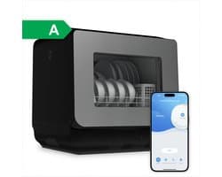 Amenzo® - Mini Vaatwasser - Inclusief App - Energielabel A - 900 Watt - 5 Programma's - Zwart - Afwasmachine - Met Waterreservoir