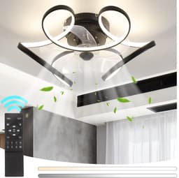 Plafondventilator - Zwart - Smart Lamp - Dimbaar - 50 cm - 6 Standen Ventilator - Keuken Lamp - Woonkamer Lamp - Moderne Lamp - Slaapkamer Lamp Ventilator — thumbnail 5