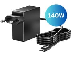 ViaDennis USB C kabel met adapter 140W - Universeel voor alle laptops - USB-C oplader - Zwart