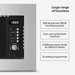 Klarstein Magnetron Verosteel inbouwmagnetron met grill – 20 l, 700 W & 800 W grill, 8 programma's, touchbediening, roestvrij staal, geïntegreerde magnetronoven - 20L - voor Keuken - Timer - RVS - glas Display - Microwave — thumbnail 8