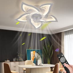 Chandelix - Plafond Ventilator Lamp - 55 CM - Smart Lamp - 6 Standen - Dimbaar - Wit - Kroonluchter Ventilator - Chandelier Fan - Woonkamer Lamp - Ventilator Lampen - Eetkamer lamp - Slaapkamer lamp — thumbnail 1
