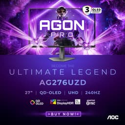 AOC AGON PRO AG276UZD - 4K QD-OLED Gaming Monitor - USB-C 65w - DisplayPort 2.1 - HDMI 2.1 - 240hz - 27 inch — thumbnail 14