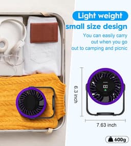 Draagbare Turbo Tafelventilator met Geluidsarme Koeling en USB-C Aansluiting - Perfect voor Outdoor en Thuis — thumbnail 2