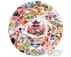 Ainy Japan Stickers 64 stuks voor bullet journal , fotoalbum , wenskaarten , laptop , telefoon , waterfles , scrapbook | ook geschikt als muursticker , geschenksticker , skateboard , knutselen | stickervellen voor kinderen / volwassenen