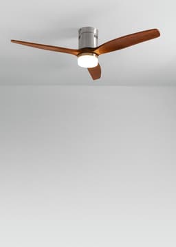 CREATE - Plafondventilator 40W silent 100% hout (Ø132cm) (ruimtes 10m²-25m²) - Nikkel / Donker hout - Met licht - Afstandsbediening - WIND CALM NATURAL WOOD — thumbnail 1