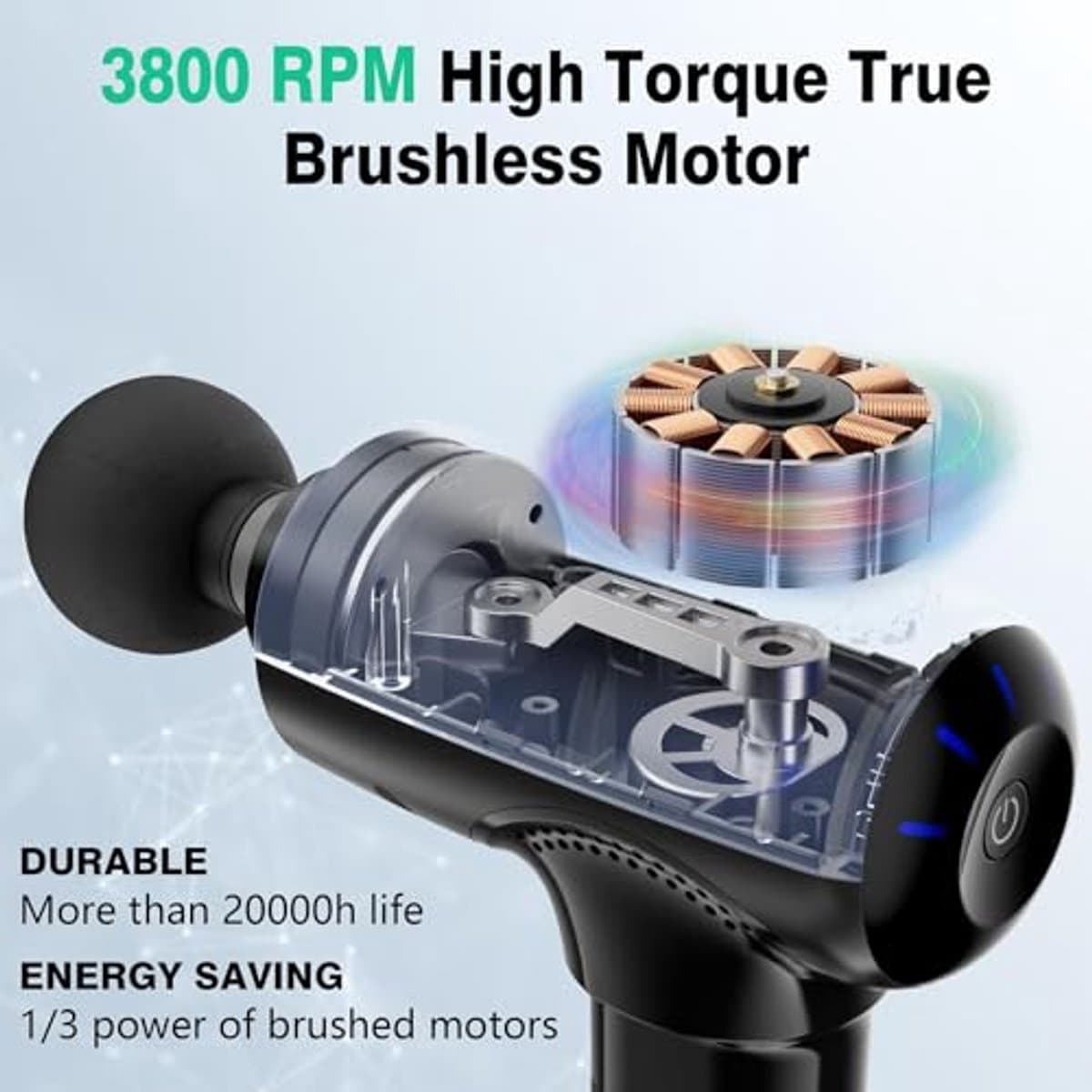 Massagepistool voor Diepe Spiermassage - 3200 RPM, Draadloos met USB-C Opladen — afbeelding 1
