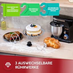 Planetenkeukenmachine met 2 mengkommen - 1600 W - Krachtige Keukenmachine — thumbnail 3