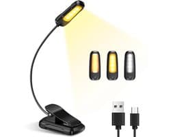 Klemlamp met 9 LED's en 3 Modi - Oplaadbare USB-Lamp voor Lezen, Reizen en Noodgevallen