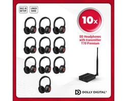 10 Draadloze Koptelefoons voor Groepen + Oplaadbare T70 Zender | Origineel Dolly Digital® | Silent Disco | Koptelefoons voor groepen | Complete set