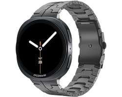 Stravo titanium bandje 'Iron' geschikt voor Samsung Galaxy Watch 8 40mm / Samsung Galaxy Watch 8 44mm / Galaxy Watch 8 Classic 46mm – Donkergrijs – premium metalen schakelband met inkortset – stijlvolle en duurzame horlogeband voor smartwatch
