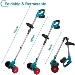 Amolass - Elektrische Grasmaaier - Grastrimmer - 2 Batterijen - 1500W - 12,5cm Diameter - Verstelbaar - Opvouwbaar - Blauw — thumbnail 5