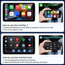 JUNSUN 1DIN autoradio 360° draaibaar scherm - Android 15 - AHD Achteruitrijcamera en DAB-adapter - Draadloos Carplay & Andriod Auto - Bluetooth - GPS-navigatiesystem, 4GB+64GB, 10 inch HD IPS touchscreen, WIFI & USB & FM, DSP, Octa-core processor — thumbnail 3