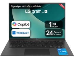LG 14Z90RU-G.AP55B laptop Intel® Core™ i5 i5-1334U 35,6 cm (14") WUXGA 16 GB LPDDR4x-SDRAM 512 GB SSD Wi-Fi 6E (802.11ax) Windows 11 Pro Engels Zwart