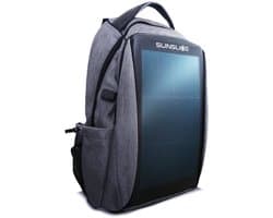 Waterdichte rugzak met zonnepaneel, draagbare laptop tas met flexibele, krachtige en krasbestendige zonnepanelen voor snel opladen op zonne-energie, incl. externe USB-oplaadpoort, grijs