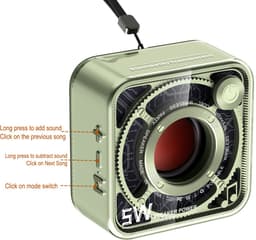 JeiibrZui Bluetooth Luidspreker - Draagbare Mini Speaker - 5 W Geluidskwaliteit - 4 Uur Batterijduur - Retro Design - Groen — thumbnail 2