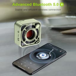 JeiibrZui Bluetooth Luidspreker - Draagbare Mini Speaker - 5 W Geluidskwaliteit - 4 Uur Batterijduur - Retro Design - Groen — thumbnail 5