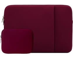 Laptophoes - 13 inch - 2-delige - Laptoptas - Geschikt voor o.a. 13 inch laptop - met Extra Etui - Rood
