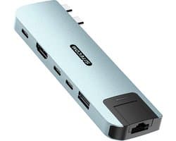 Sitecom - Multiport hub - 6 in 2 - Macbook - Light Blue (Sky Blue) - Macbook Air - 100W - 10 Gbps - 4K 60Hz