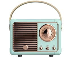 Retro Bluetooth Luidspreker - Draadloze Mini Speaker 10x7x5 cm - Vintage Design - Bluetooth 5.0 - Krachtig Geluid - Langdurige Speeltijd - Blauw