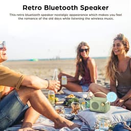 JeiibrZui Retro Bluetooth-Luidspreker - Draagbare Draadloze Stereoluidspreker - Krachtig Geluid 10m Bereik - 1 Stuk - Buitengebruik Groen — thumbnail 5