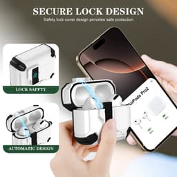 Sounix Hoesje geschikt voor Airpods Pro 1 / 2 - Met schoonmaak borstel - Airpods Pro Hoesje - Armor Case met Lock - Wit /Rose — thumbnail 3