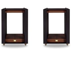 Wharfedale Linton Speaker Stands – Houtafwerking – Spike-voetjes – Opbergruimte voor LP-platen – Walnoot