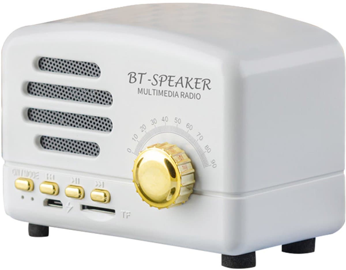 JeiibrZui Retro Bluetooth Speaker - Vintage Bluetooth Speaker - Draadloos Verbinden Met Bluetooth 5.0 10 Meter Bereik - 1 Stuk - Wit — afbeelding 1