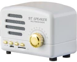 JeiibrZui Retro Bluetooth Speaker - Vintage Bluetooth Speaker - Draadloos Verbinden Met Bluetooth 5.0 10 Meter Bereik - 1 Stuk - Wit