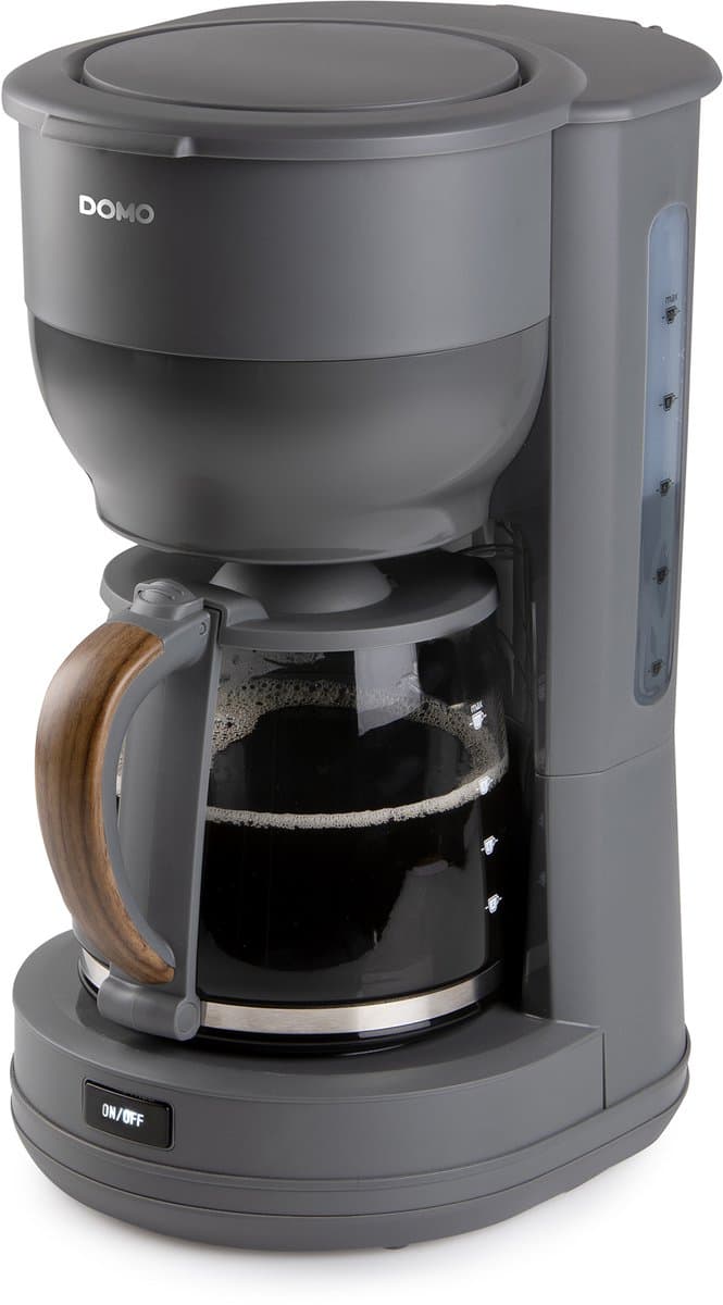 DOMO DO754K Koffiezetapparaat ‘Wood You’ - Filterkoffie – 1,25 L – Grijs - Houtlook — afbeelding 1