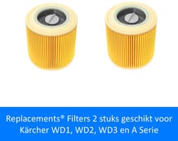 Replacements® Filters 2 stuks geschikt voor Kärcher WD1, WD2, WD3 en A Serie (Karcher WD1, WD2, WD3) — thumbnail 1