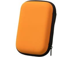 Externe harde schijfbehuizing met harde schijfvak voor 2,5-inch draagbare harde schijf HDD SSD, oranje, binnenverdeler met beschermhoes voor harde schijf van gaas