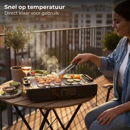 Lomera Elektrische BBQ - Elektrische Barbecue - Tafel Barbecue - Grillplaat - Afneembaar Grillrooster - RVS en Kunststof - Metalen Waterreservoir - Regelbare Thermostaat - Veiligheidsvergrendeling - Indicatielampje — thumbnail 2