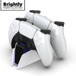 Brightly® Oplaadstation geschikt voor Playstation 5 DualSense Controller - LED Indicatie - Controller Oplader - PS5 Oplader - USB-C - Dual charge - Charging station - Wit — thumbnail 1