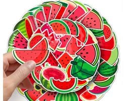 Akyol - watermeloen stickers - 50 stuks - watermeloen - grappige sticker - stickers voor computer, gitaar en telefoon - palestina sticker - laptop stickers - zelfklevende sticker