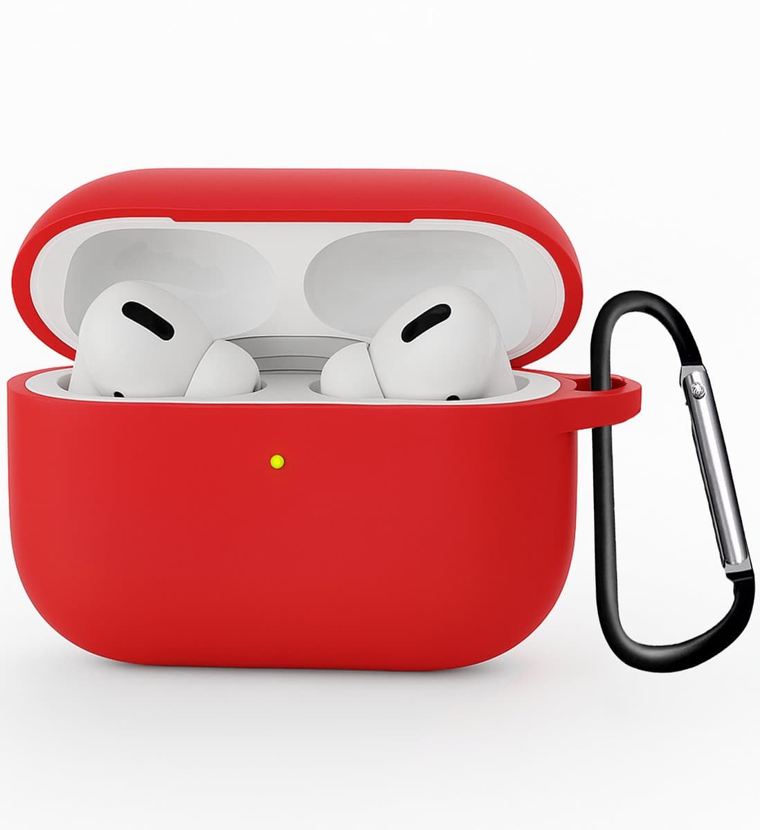 Hoesje Geschikt voor Apple Airpods Pro 3 - Siliconen Hoes met Clip - Silicone Case Cover - Rood — afbeelding 1