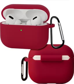 Hoes - Geschikt voor Apple Airpods Pro 3 - Siliconen Hoesje met Clip - Silicone Case Cover - Wijnrood — thumbnail 1