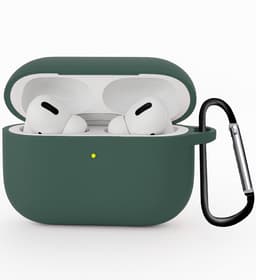 Hoesje Geschikt voor Apple Airpods Pro 3 - Siliconen Hoes met Clip - Silicone Case Cover - Donkergroen — thumbnail 1