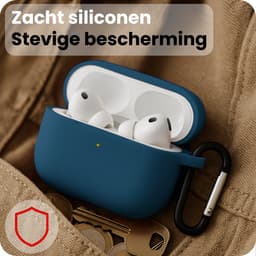 Hoes - Geschikt voor Apple Airpods Pro 3 - Siliconen Hoesje met Clip - Silicone Case Cover - Donkerblauw — thumbnail 4
