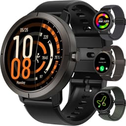 Synyq Evo Pro - GPS Smartwatch - 4 Bandjes - 42mm - AMOLED - 5ATM Waterdicht - Stappenteller - Hartslagmeter - Slaapmonitor - Multisport - Belfunctie - Bluetooth Smartwatch voor Dames en Heren - iOS & Android - Zwart — thumbnail 1