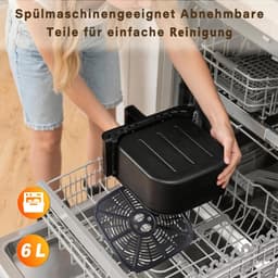 NETTLIFE Airfryer - Hetelucht friteuse - 6L - Kijkvenster - 1500W - 7 Bakprogramma's - 11 functies - 80-200 °C Instelbaar - Tot 5-6 personen - met Timer & Touchscreen - zwart — thumbnail 4