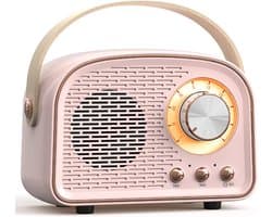 Retro Vintage Radio Bluetooth Speaker - Draadloze Stereo Speaker met FM Radio - Vintage Design - Bluetooth 5.0 Draadloze Speaker voor Kristalhelder Geluid - Perfect voor Thuis & Buiten - Roze