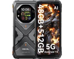 OSCAL TANK 1 - Robuuste Smartphone - 5G - 48GB RAM - 512GB ROM - 20000mAh - 6.78 inch FHD+ 120Hz - MTK Dimensity 7050 - 64MP+50MP+20MP Nachtzicht - Android 15 - AI Robuuste Telefoon - NFC - IP68/IP69K/GPS - Oranje