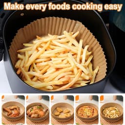 100 Airfryer bakvormen - Ronde bakvormen van 23 cm - Geschikt voor voedsel - BPA-vrij - Antiaanbak Airfryer pannen - Gemakkelijk schoon te maken - Geschikt voor Airfryers van 3-8 liter — thumbnail 5