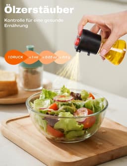 Olieverstuiver voor bakolie, 2-in-1 compacte olieverstuiver van glas, 80 ml olieverstuiver voor airfryer, grillen, bakken en salade - ideaal voor keukengebruikers, gezondheidsbewuste mensen en onderweg - zwart — thumbnail 4