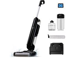 Turbotronic AIV8 Draadloze Vloerreiniger - Steelstofzuiger Met Dweilfunctie - Zelfreinigend - Stofzuigt en dweilt - Nat Droog Stofzuiger - Elektrische Dweil - Zwart