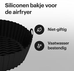 HipWare - Airfryer Siliconen mandje - Antiaanbaklaag - Vaatwasserbestendig - Rond - Zwart — thumbnail 2