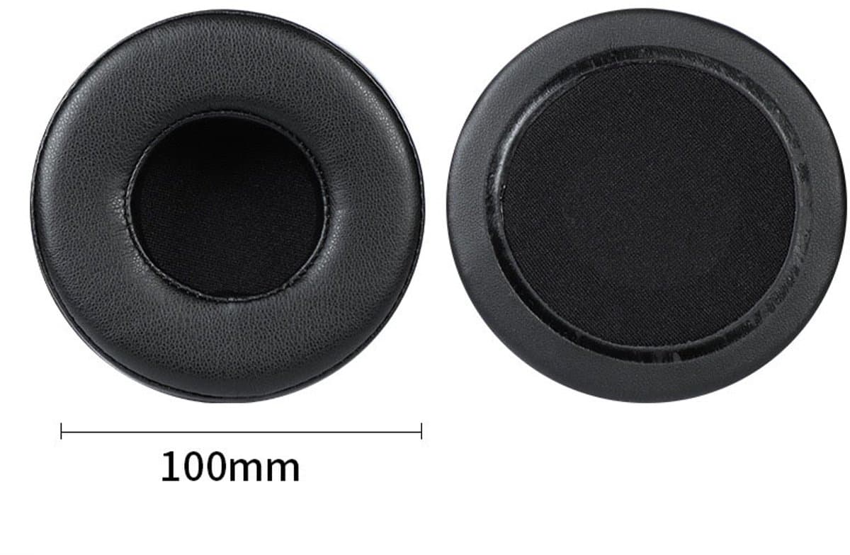 Universele ronde stereokoptelefoonhoes, schuimhoes, oorkappen, vervangingsaccessoires voor hoofdtelefoons-zwart 100mm — afbeelding 1