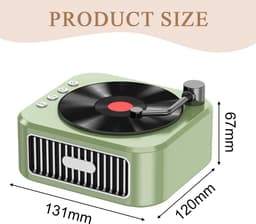 Crrynuo - Bluetooth Speaker - Draadloze Speaker - Retro Platenspeler Speaker - 1 Stuk - 800mAh Batterij - Multi-Spelmodi - Groen — thumbnail 3